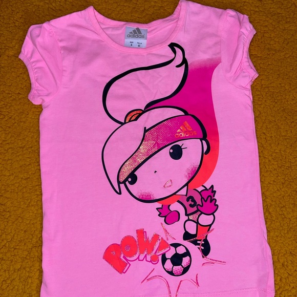 ADIDAS Little Girls Graphic Tees , short sleeve Size 6 Pink Color - Picture 6 of 8